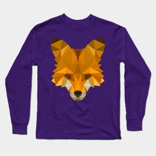 Low Poly Origami Fox Head Long Sleeve T-Shirt